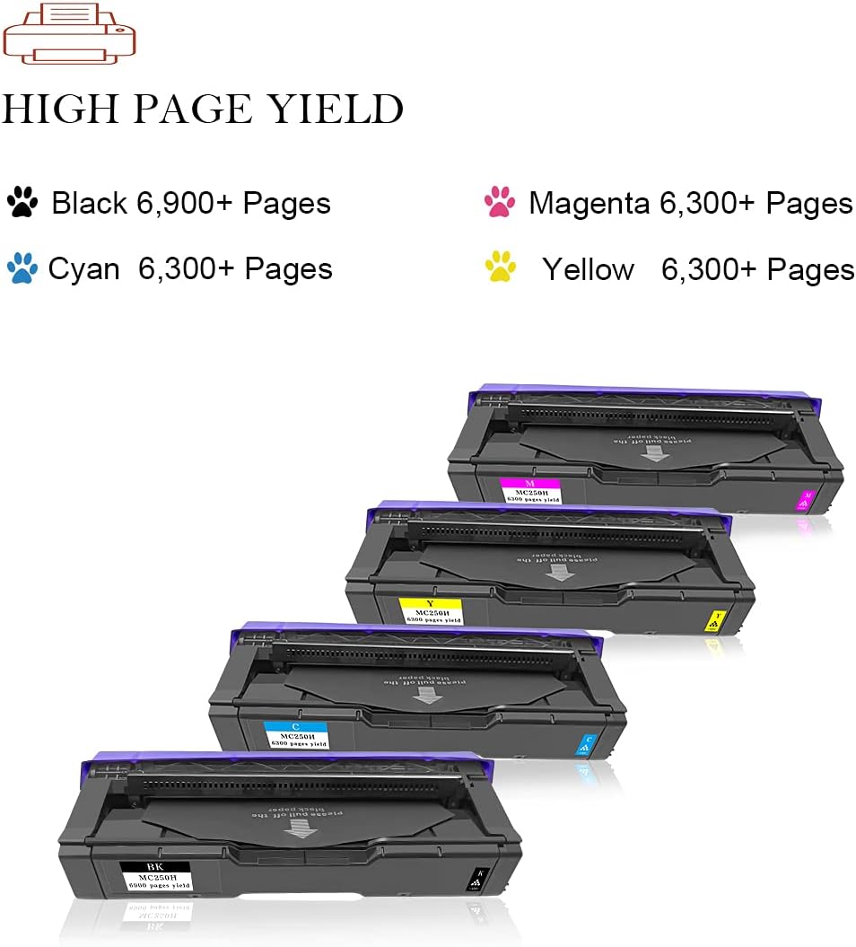 ASEKER Kompatibler Tonerkartusche M C250H für Ricoh M C250FWB, P C301W Drucker, 6,900 & 6,300 Seiten