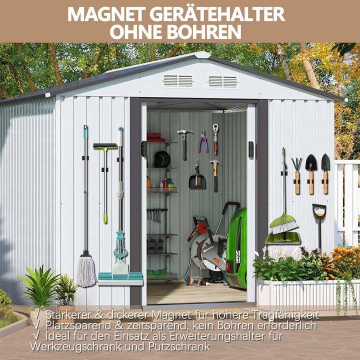 3-H 4 Stück Magnetischer Besenhalter, Edelstahl Gerätehalter Besenhalterung Wandaufhängung für Garte