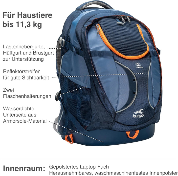 KURGO - Backpack G-Train K9, Color Navy - (729849174740)