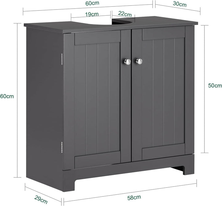SoBuy BZR18-II-DG Waschbeckenunterschrank Badschrank Waschtisch Unterschrank Badmöbel Dunkelgrau BHT