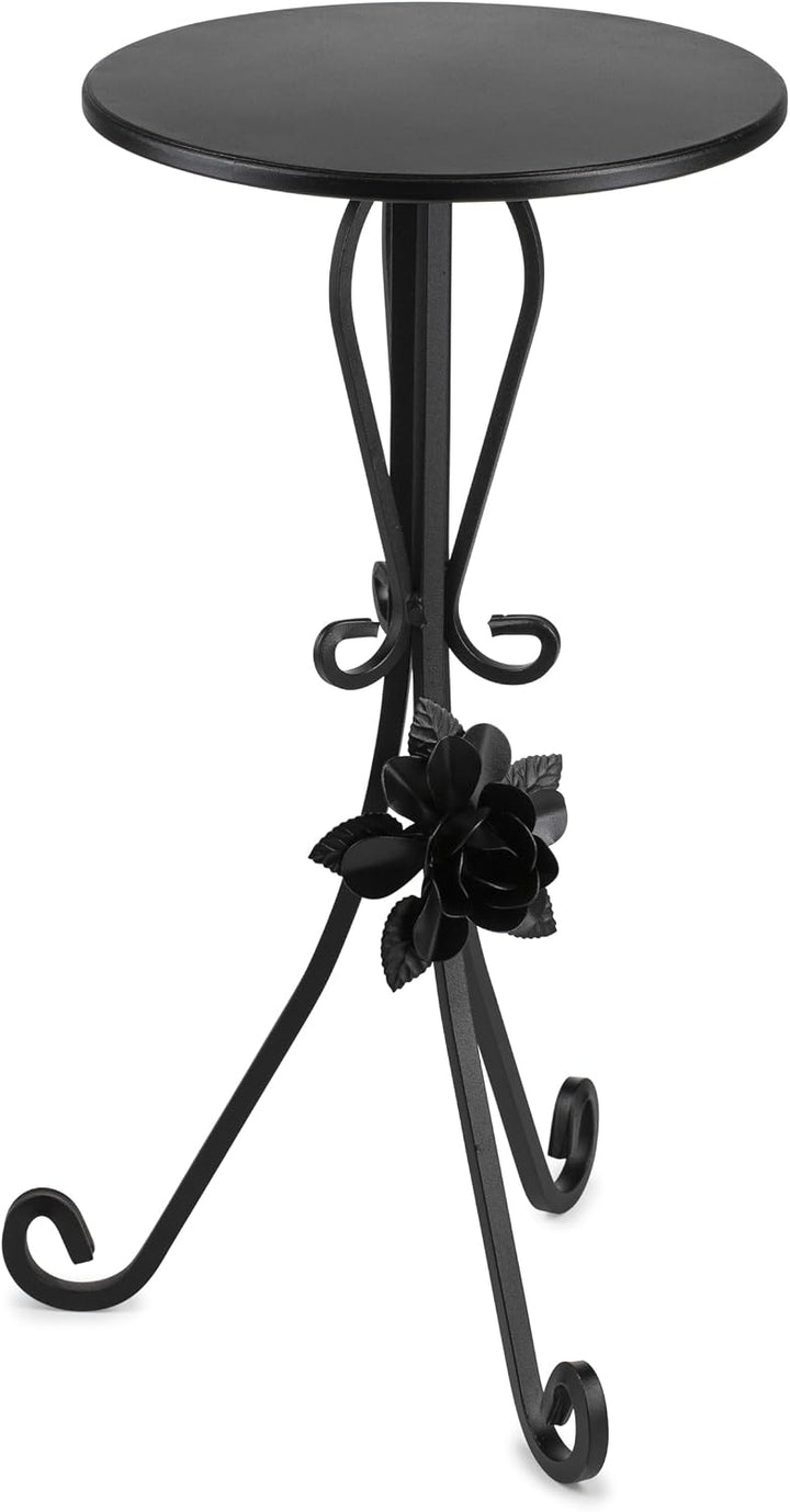 Rund Pflanzenständer Metall 55 cm Hoch | Handgefertigter Blumenhocker Metall mit Dekorativen Element