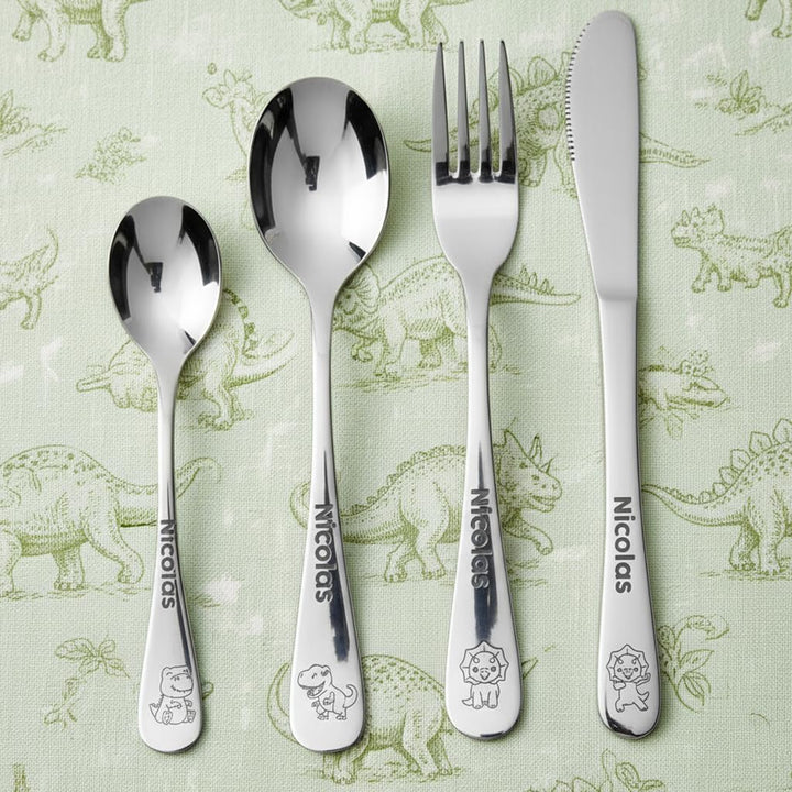 Geschenkegarten Personalisiertes Kinderbesteck-Set - Dinosaurier