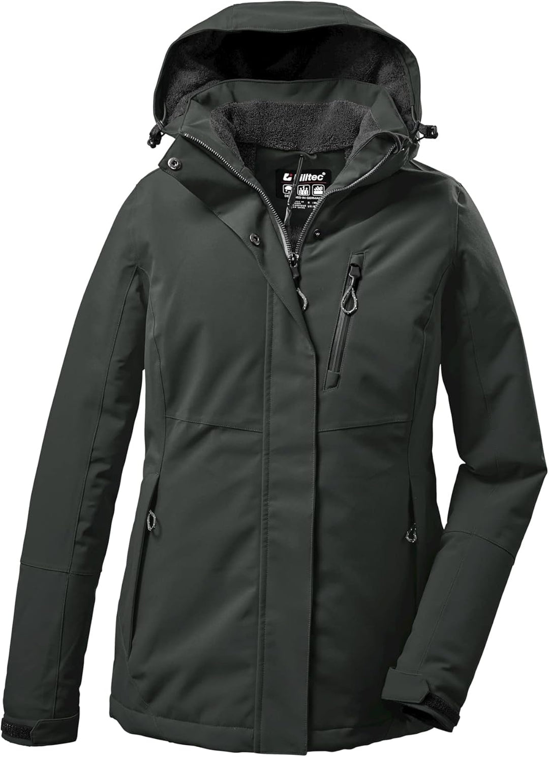 Killtec Damen Kow 170 Wmn Jckt Funktionsjacke/Outdoorjacke mit abzippbarer Kapuze 46 dunkel blaugrün
