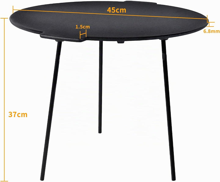 YRHome BBQ Gusseisen Grillplatte Rund Ø45 cm Dutch Oven Ständer Dreibein Grillplatte Grillpfanne mit