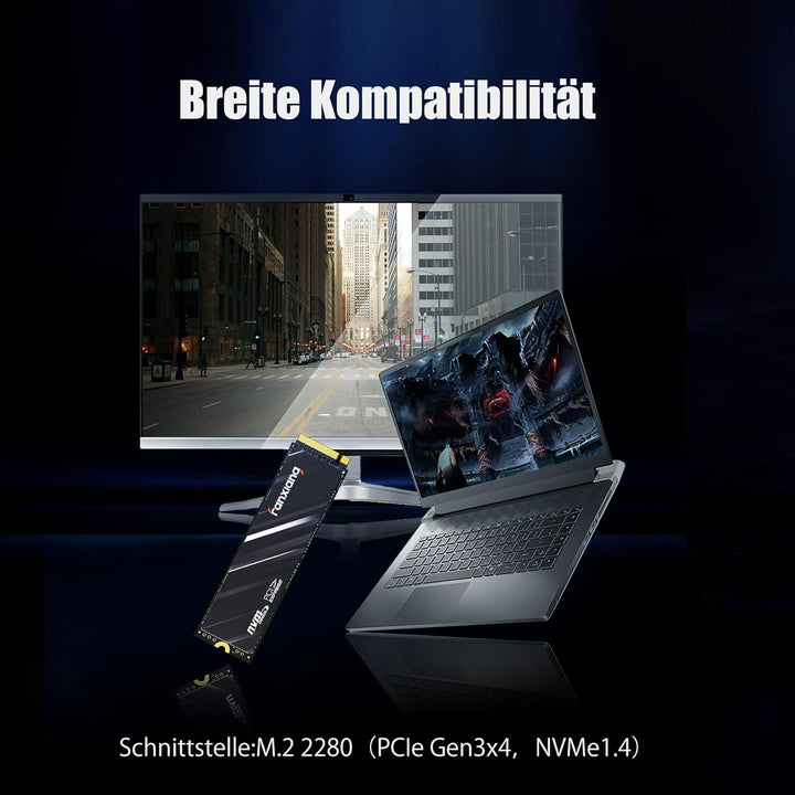 fanxiang NVMe M.2 SSD, 512GB, PCIe 3x4 Gaming Solid State Laufwerk, 3200MB/s Lesen, 1300 MB/s Schrei