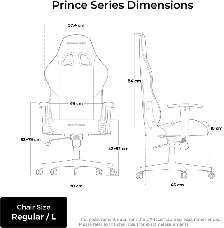 DXRacer Prince L Schwarz & Grau Stoff das Orginal Gaming Stuhl Schwarz & Grau PF24 Stoff, Schwarz &