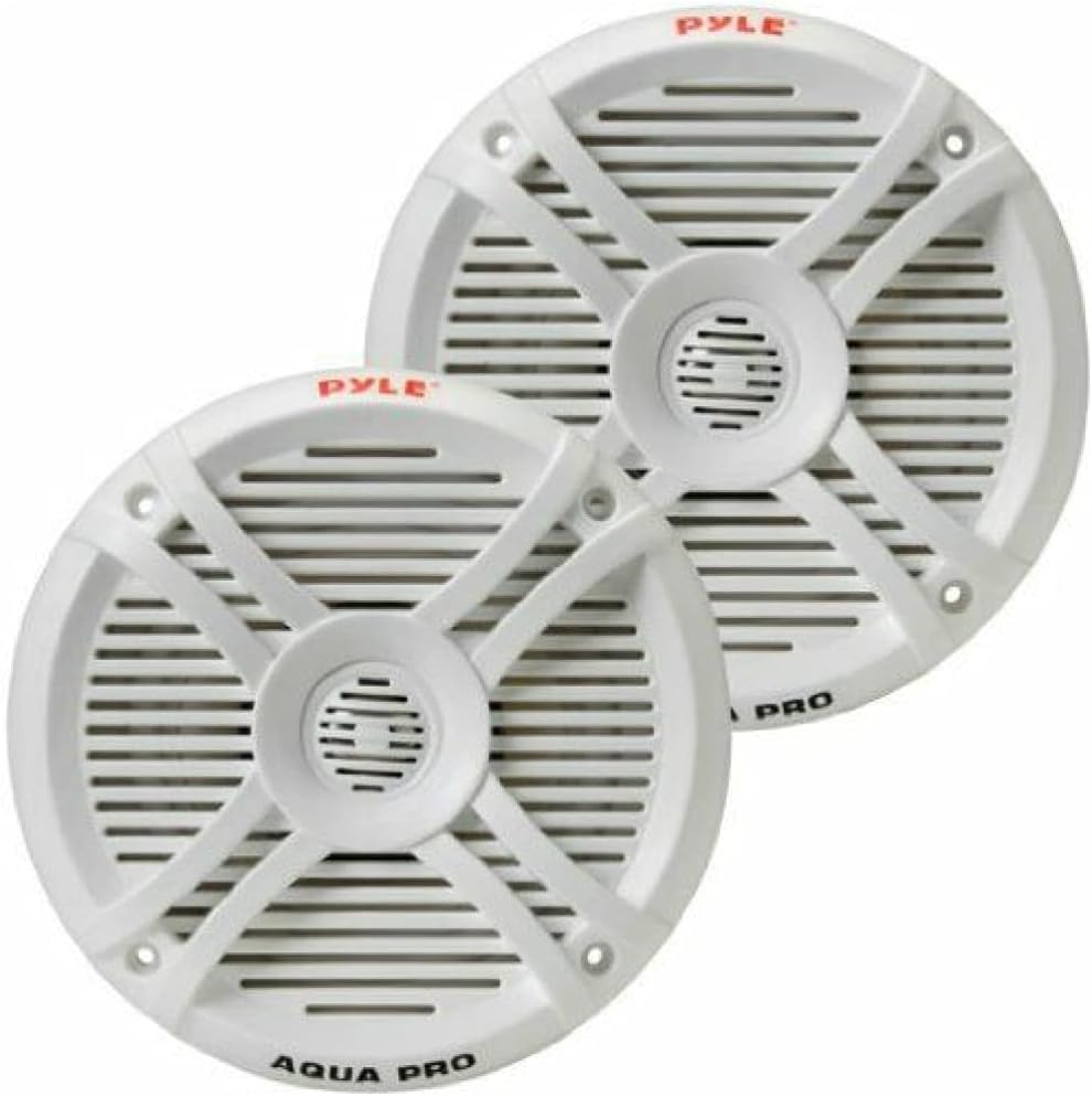 Pyle 2 Lautsprecher PLMRX67 weiss 2 Wege 250 watt max 19,3 cm wasserdicht ideal für Schwimmbad Boot