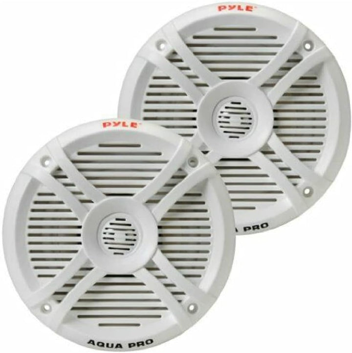 Pyle 2 Lautsprecher PLMRX67 weiss 2 Wege 250 watt max 19,3 cm wasserdicht ideal für Schwimmbad Boot