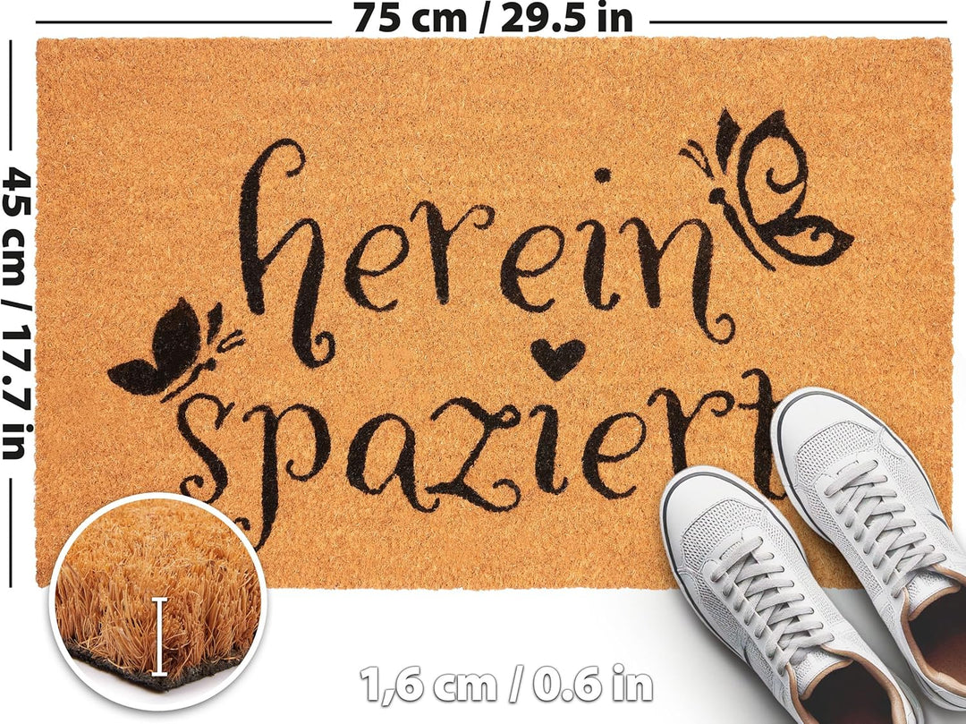 BRUBAKER Fussmatte für Aussen und Innen - Herein Spaziert mit Schmetterlingen - 45 x 75 cm Schmutzfa