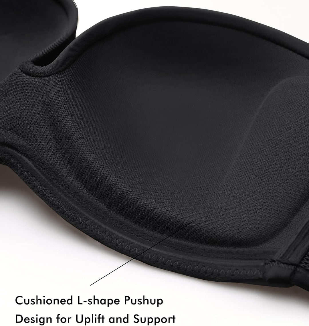 DELIMIRA Damen Push Up Trägerloser BH Spitze Grosse Grössen BHS mit Gemoldete Cups 85G Schwarz, 85G