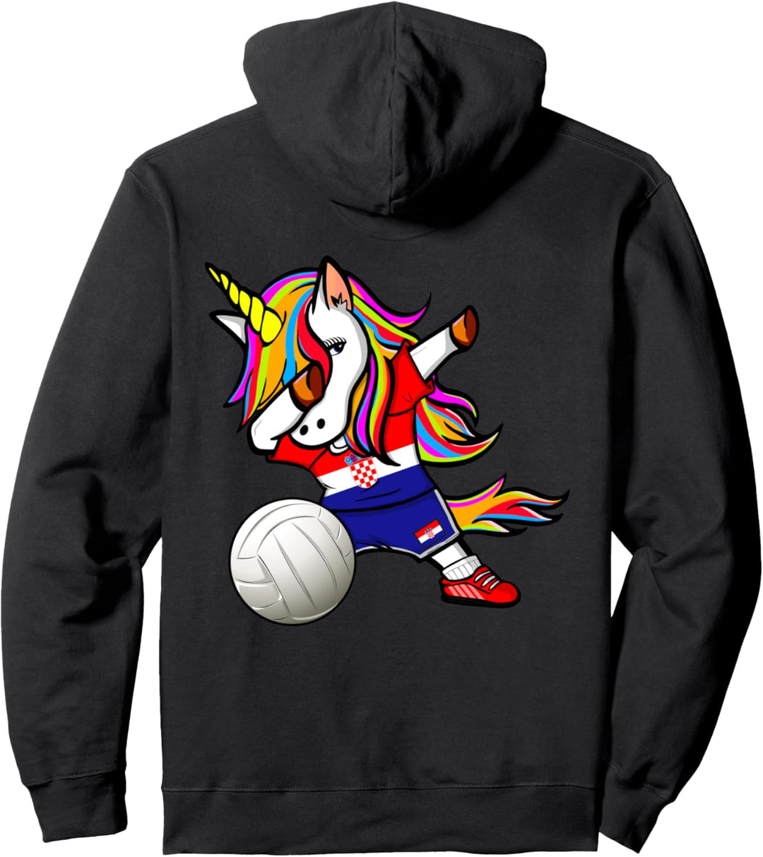Dabbing Einhorn Kroatien Volleyball Kroatische Flagge Sport Pullover Hoodie