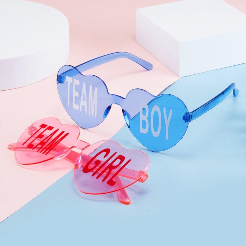 6er-Pack Gender-Reveal-Brillen, Herz- Und Sternförmige Sonnenbrillen, Rosa Und Blau, Mädchen/Junge,