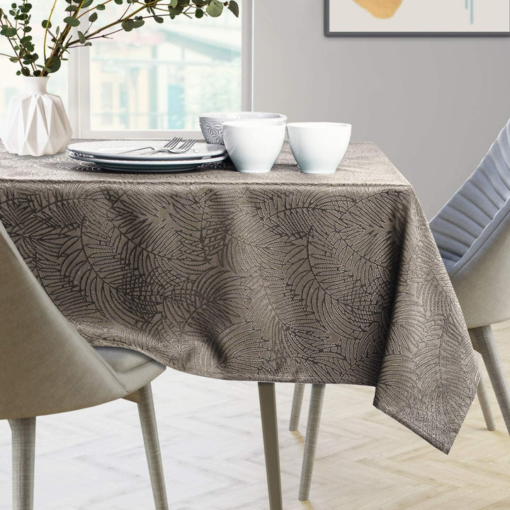 AmeliaHome Tischläufer Set 35x250 cm und 115x250 cm Lotuseffekt Wasserabweisend Blätter Cappuccino G