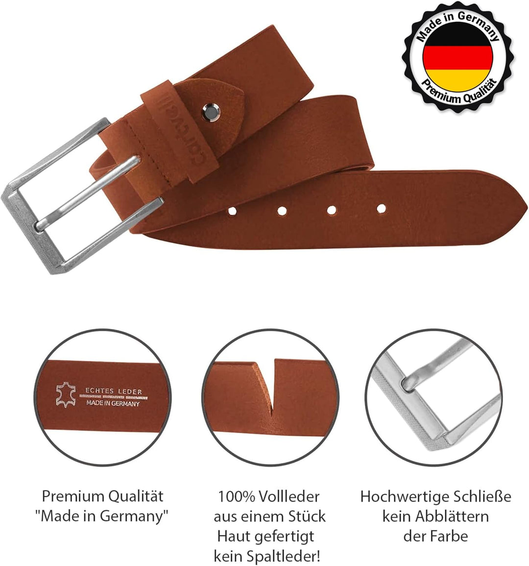 Cartvelli Vintage Ledergürtel Herren 40mm Made in Germany mit Geschenkbox - Echtleder-Gürtel Schlies