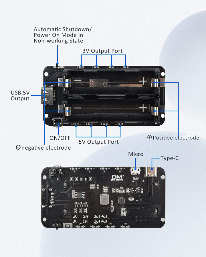 diymore 2PCS Battery Shield V8 3V 5V Micro-USB-Anschluss Typ C USB kompatibel für ESP32 für ESP8266