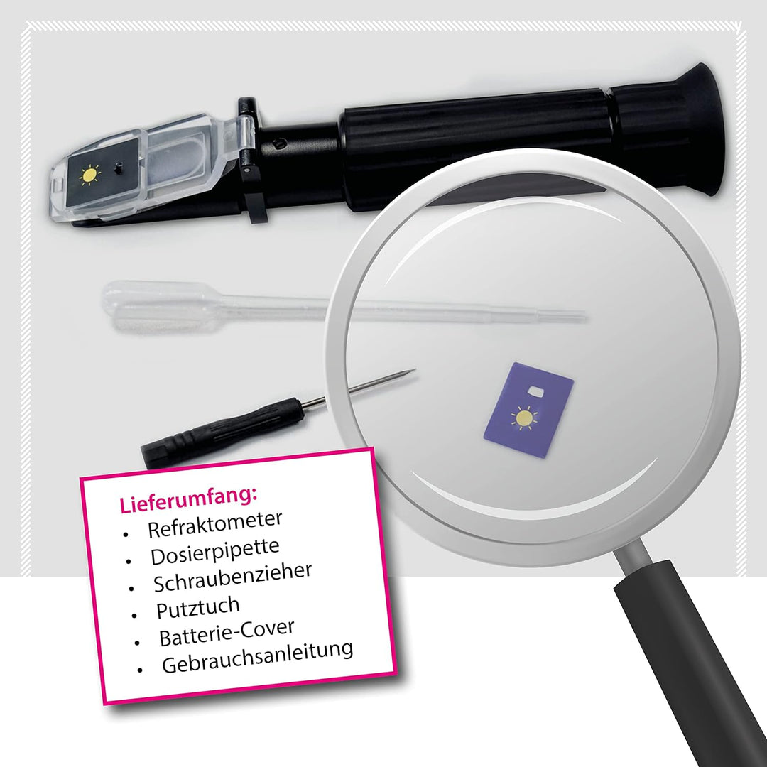 ARKA - Refraktometer | Salinität/Salzgehalt & Dichte Messgerät für Wasser | Inkl. LED-Licht | Mit Te