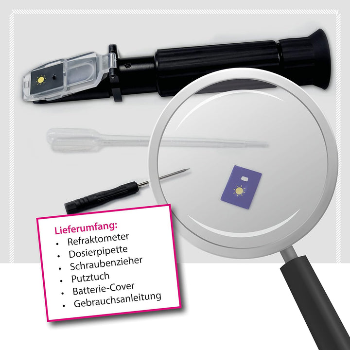 ARKA - Refraktometer | Salinität/Salzgehalt & Dichte Messgerät für Wasser | Inkl. LED-Licht | Mit Te