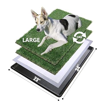 MEEXPAWS Grosse Hundetoilette aus Kunstrasen mit Tablett | 85×59 cm|2 Robustes Gras-Ersatzset| Schne