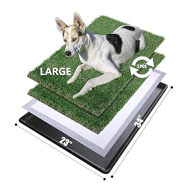 MEEXPAWS Grosse Hundetoilette aus Kunstrasen mit Tablett | 85×59 cm|2 Robustes Gras-Ersatzset| Schne