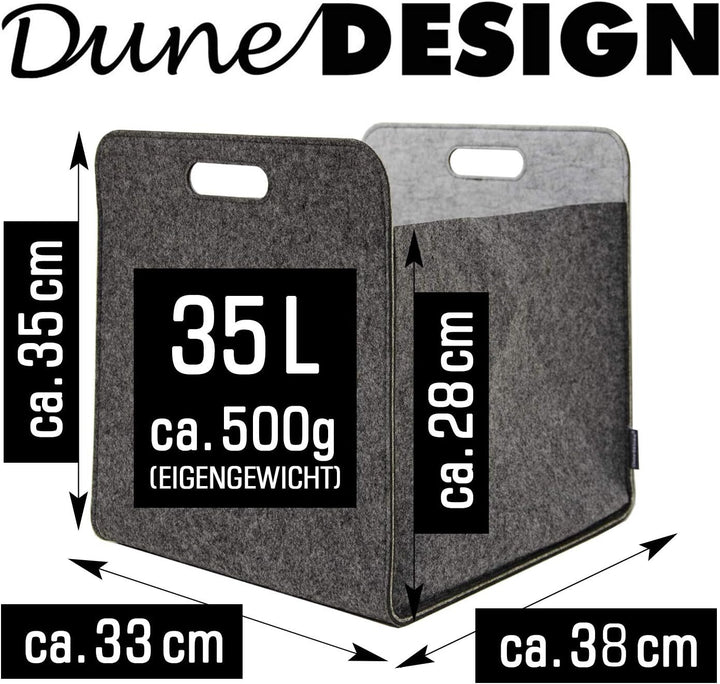 DuneDesign 100% Recycling Filz Aufbewahrungsbox 33x38x33 - Kompatibel mit Kallax Regal - Cube Organi