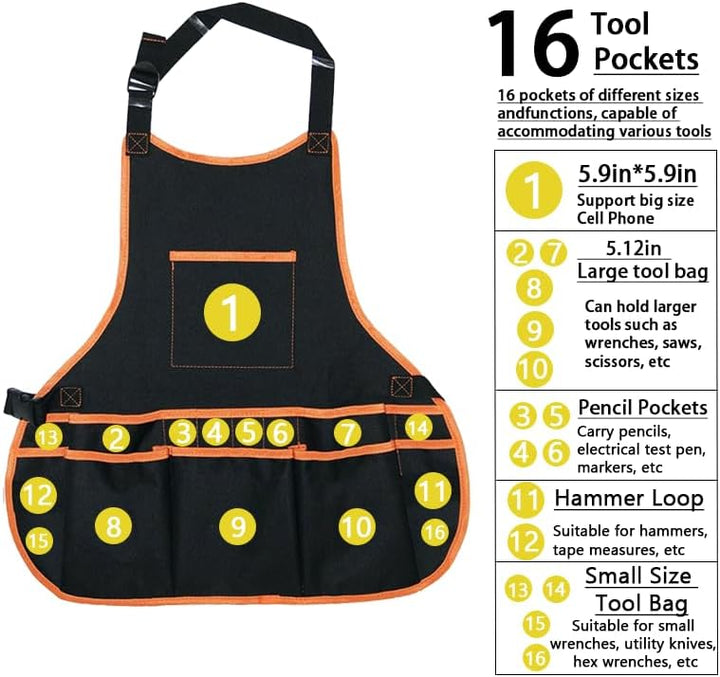 Werkzeugschürze mit Magnetarmband Set für Handwerker & Werkstatt - Verstellbare Arbeitsschürze für H