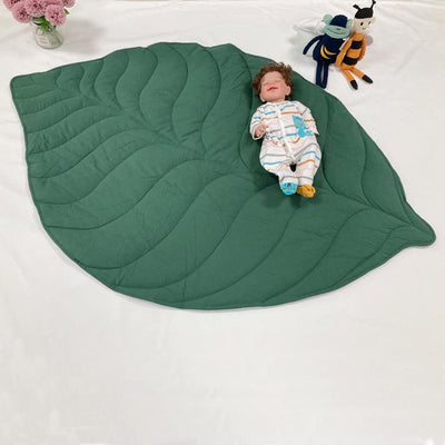 URFEDA Kinderzimmer Teppich Junge Mädchen,Grün Blatt Kinderteppich,Baby Blätter Teppichspiel Schlafm