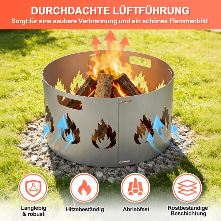 Funkenschutz Feuerschale Verstellbarer Ø 55–60 cm,Funkengitter mit Griff,1,2mm Starkes Stahlblech,4-