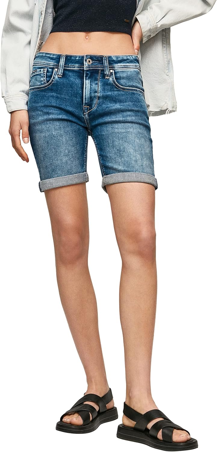 Pepe Jeans Damen Poppy Denim Shorts 26W Blue (Denim-gw4), 26W Blue (Denim-gw4)