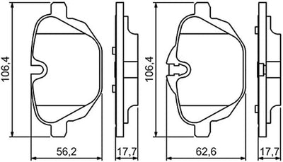 Bosch BP1354 Bremsbeläge - Hinterachse - ECE-R90 Zertifizierung - vier Bremsbeläge pro Set