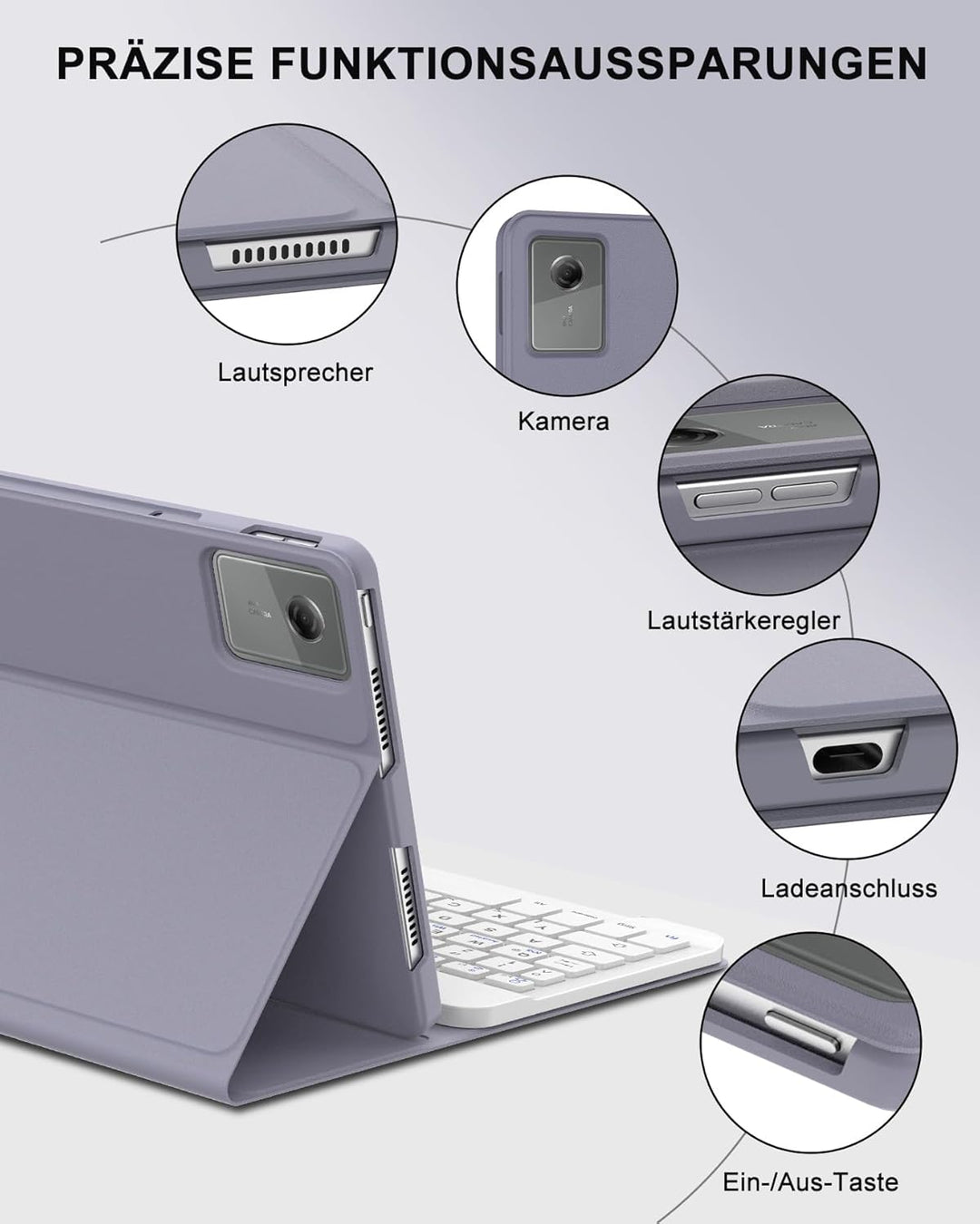 11 Zoll Hülle mit Bluetooth Tastatur für Lenovo Idea Tab 11 und Kompatible, Deutsch QWERTZ Keyboard,