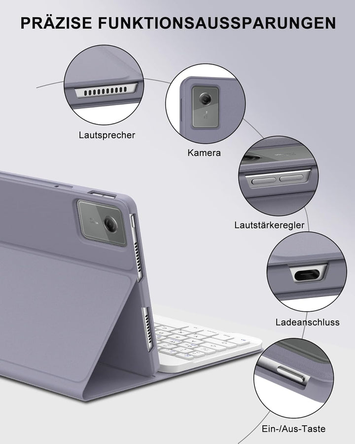 11 Zoll Hülle mit Bluetooth Tastatur für Lenovo Idea Tab 11 und Kompatible, Deutsch QWERTZ Keyboard,
