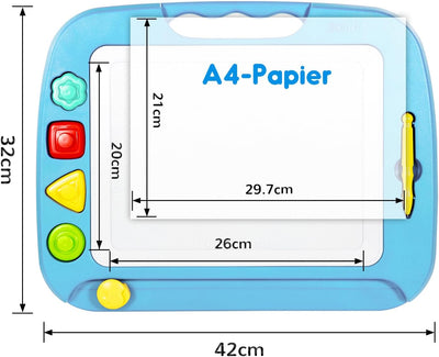 SGILE Grosse Magnetische Maltafel Zaubertafel, 42x32cm Zeichentafel Zaubermaltafel Malbrett mit 4 Fo