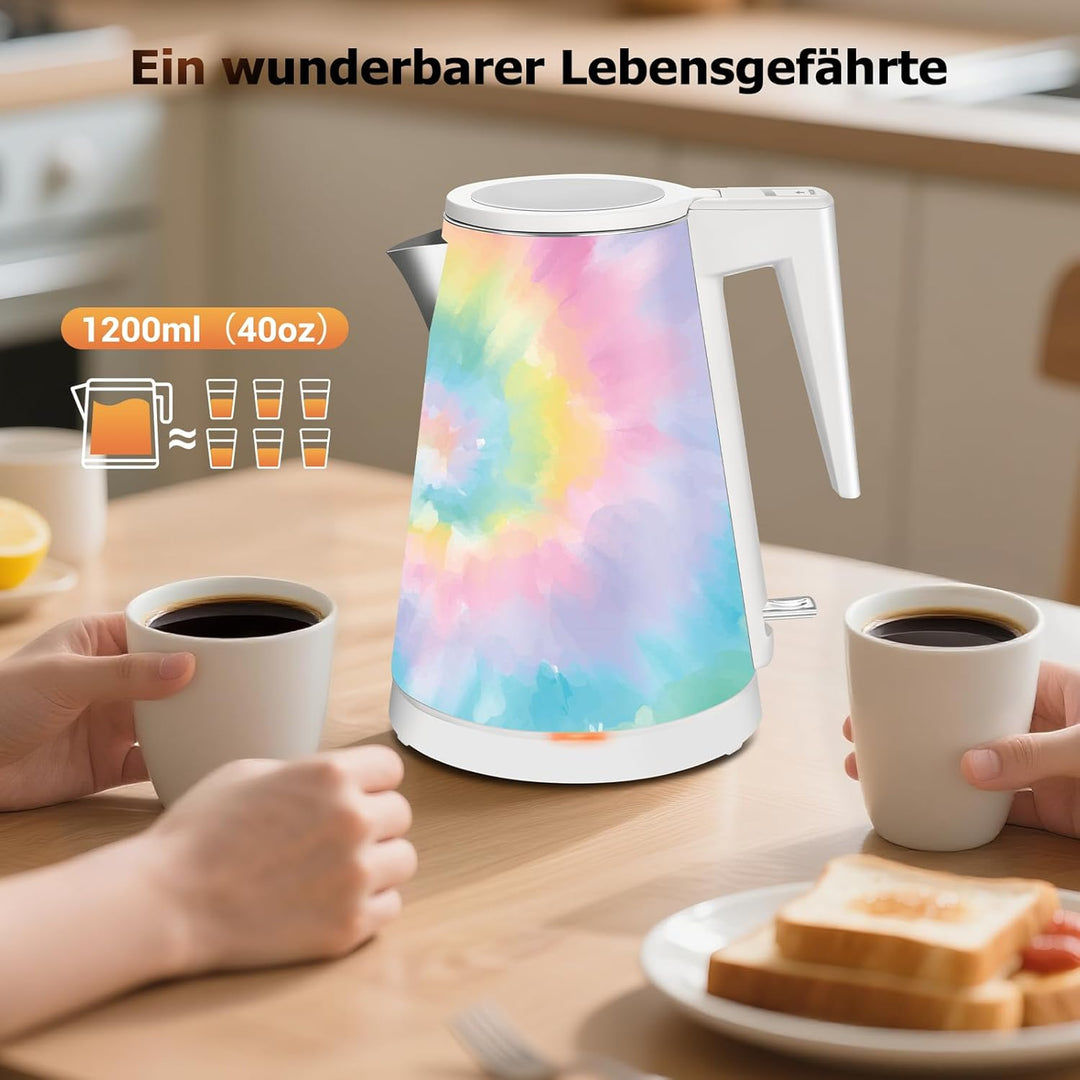 1,2L Kabelloser Edelstahl Wasserkocher – BPA-frei, 1000W Schnellkochender Teekocher, Metall Design,