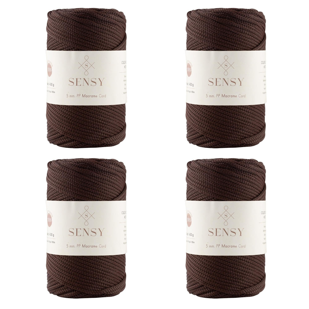 Sensy Premium 5 mm Polyester-Seil, 100 % Polypropylen-Kordel, Makramee-Schnur, 5 mm, Häkelnadel, Mak