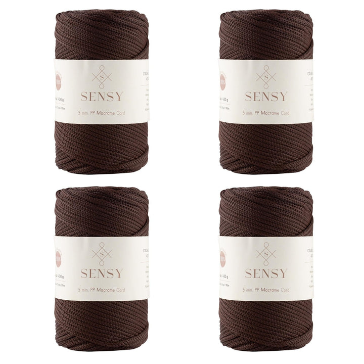 Sensy Premium 5 mm Polyester-Seil, 100 % Polypropylen-Kordel, Makramee-Schnur, 5 mm, Häkelnadel, Mak