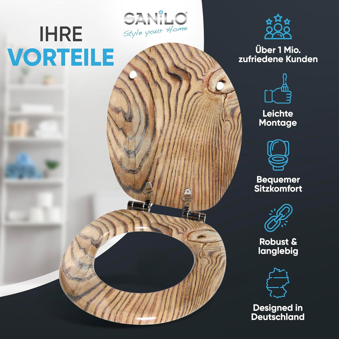 Sanilo WC Sitz mit Absenkautomatik, viele schöne Holz Toilettendeckel zur Auswahl, hochwertige und s