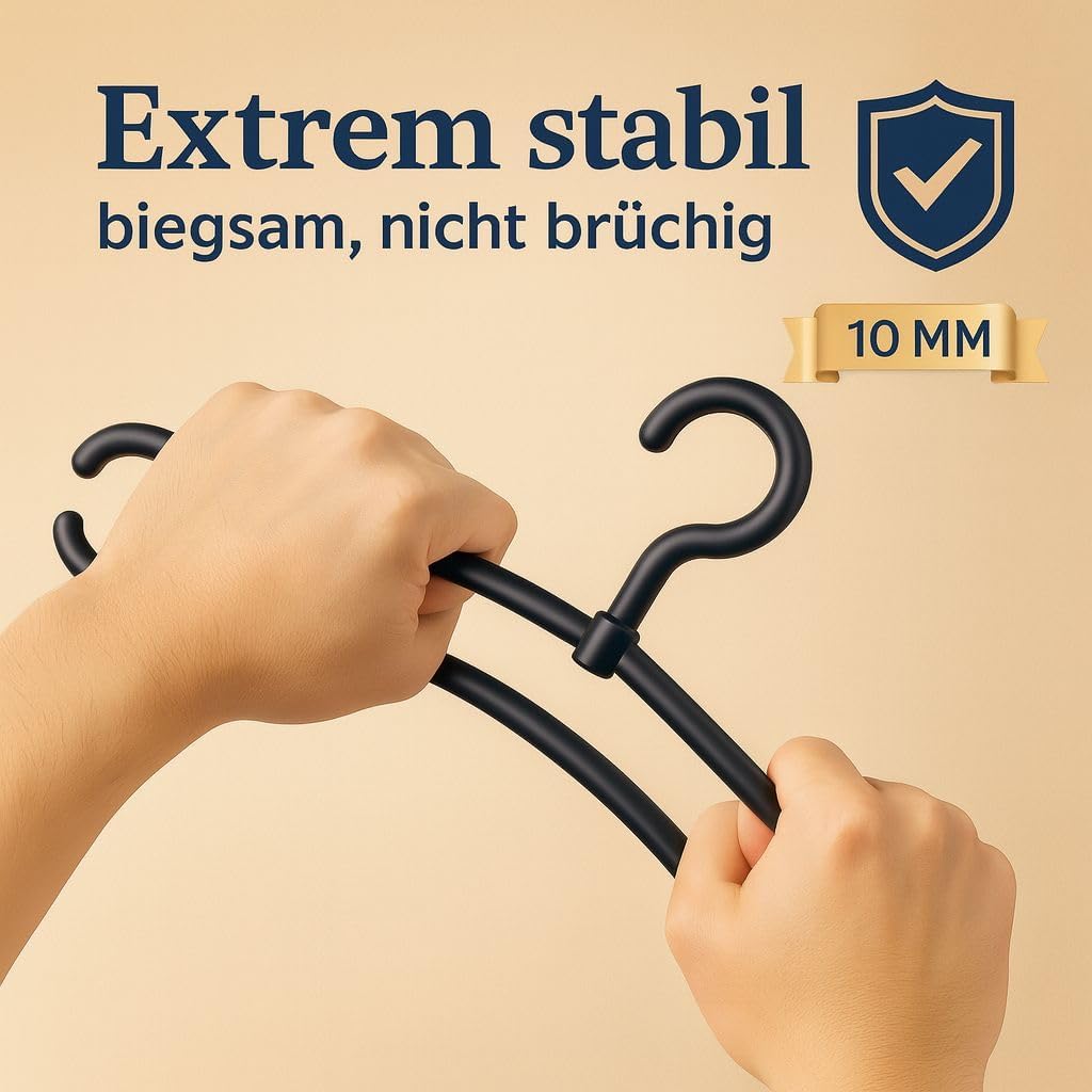 Siluk_ Kleiderbügel Wäschebügel Kunststoff drehbar Wäschebügel aus Kunststoff - Made in UE (25, Schw
