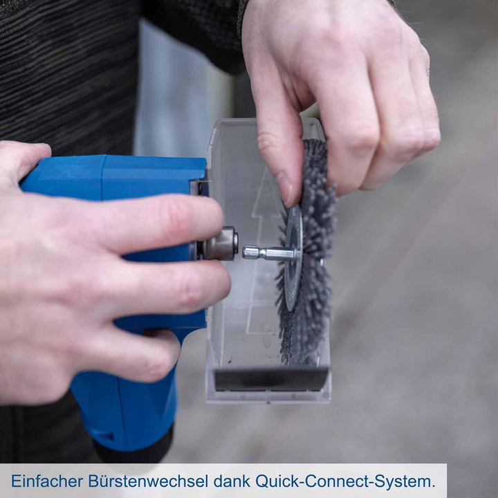 Scheppach Akku Unkrautbürste C-FR100-X Fugenbürste mit Teleskopfunktion | BürstenØ 115 mm | Führungs
