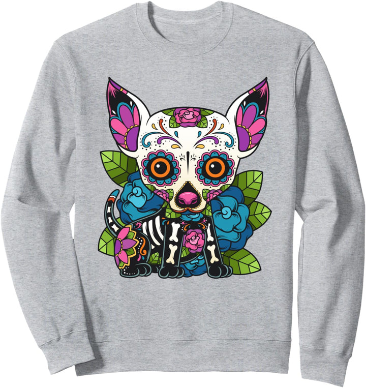 Chihuahua-Zuckerschädel Mexiko Hund Calavera Tag der Toten Sweatshirt