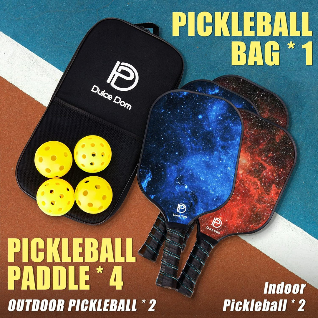 DULCE DOM Pickleball-Paddel, USAPA genehmigtes Pickleball-Set mit 4 Premium-Holz-Pickleball-Paddeln,