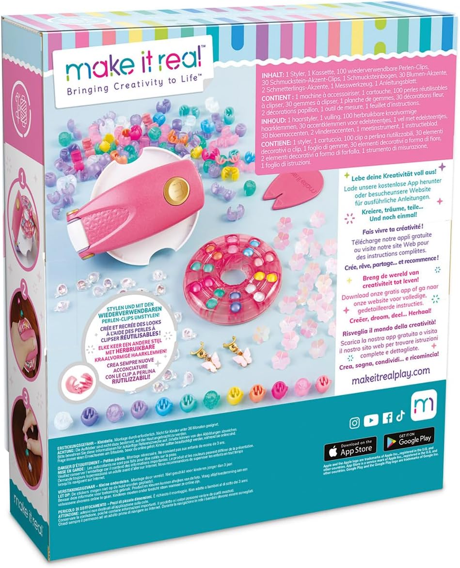 Make It Real 2901760 Snap n Glam Haarstyling-Set, DIY Styling-Kit, wiederverwendbare Haarperlen zum