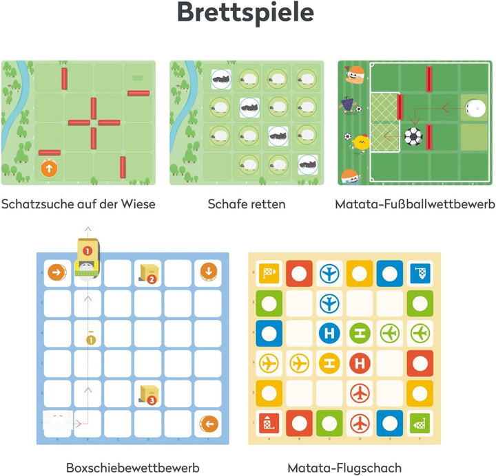 Spielebox mit 5 Programmier-Brettspielen Set & Pro Set, Bildungs-Add-on mit Lernmaterialien für Kind