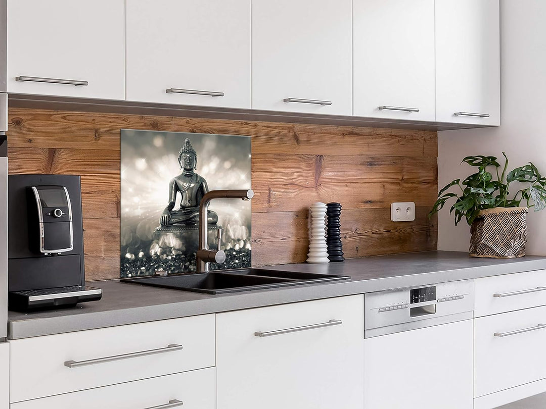 murando Spritzschutz Glas für Küche 60x60 cm Küchenrückwand Küchenspritzschutz Fliesenschutz Glasbil