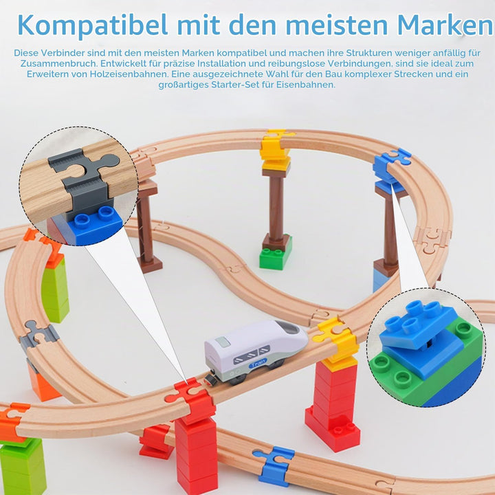 Holzeisenbahn Schienen Adapter 28 Stück Eisenbahn Holz Schienen Connectors Zubehör für Holzeisenbahn