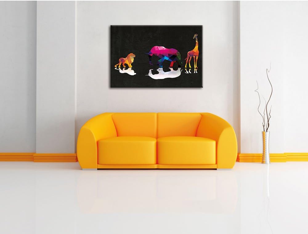 Tiere der Savanne schwarz, Format: 100x70 auf Leinwand, XXL riesige Bilder fertig gerahmt mit Keilra