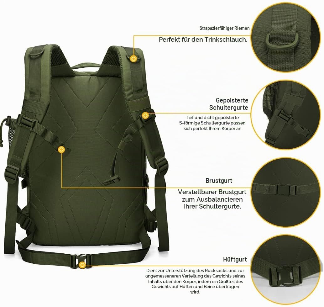 Mardingtop 28L Rucksack Taktischer Rucksack Wanderrucksack Trekkingrucksack Angelrucksack für Surviv