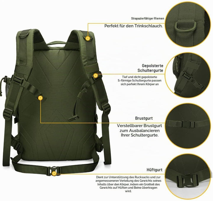 Mardingtop 28L Rucksack Taktischer Rucksack Wanderrucksack Trekkingrucksack Angelrucksack für Surviv
