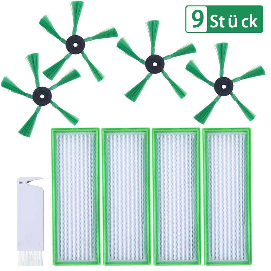 9 Stück Zubehör für Vorwerk Kobold VR200 VR300 Saugroboter - Ersatzteile 4 HEPA Allergiefilter, 4 Se