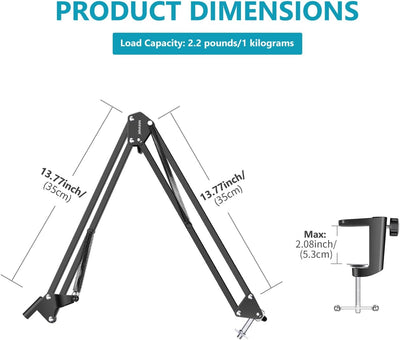 Neewer Einstellbar Desktop Klemme Aussetzung Boom Scissor Arm Ständer Halter für Logitech Webcam C92