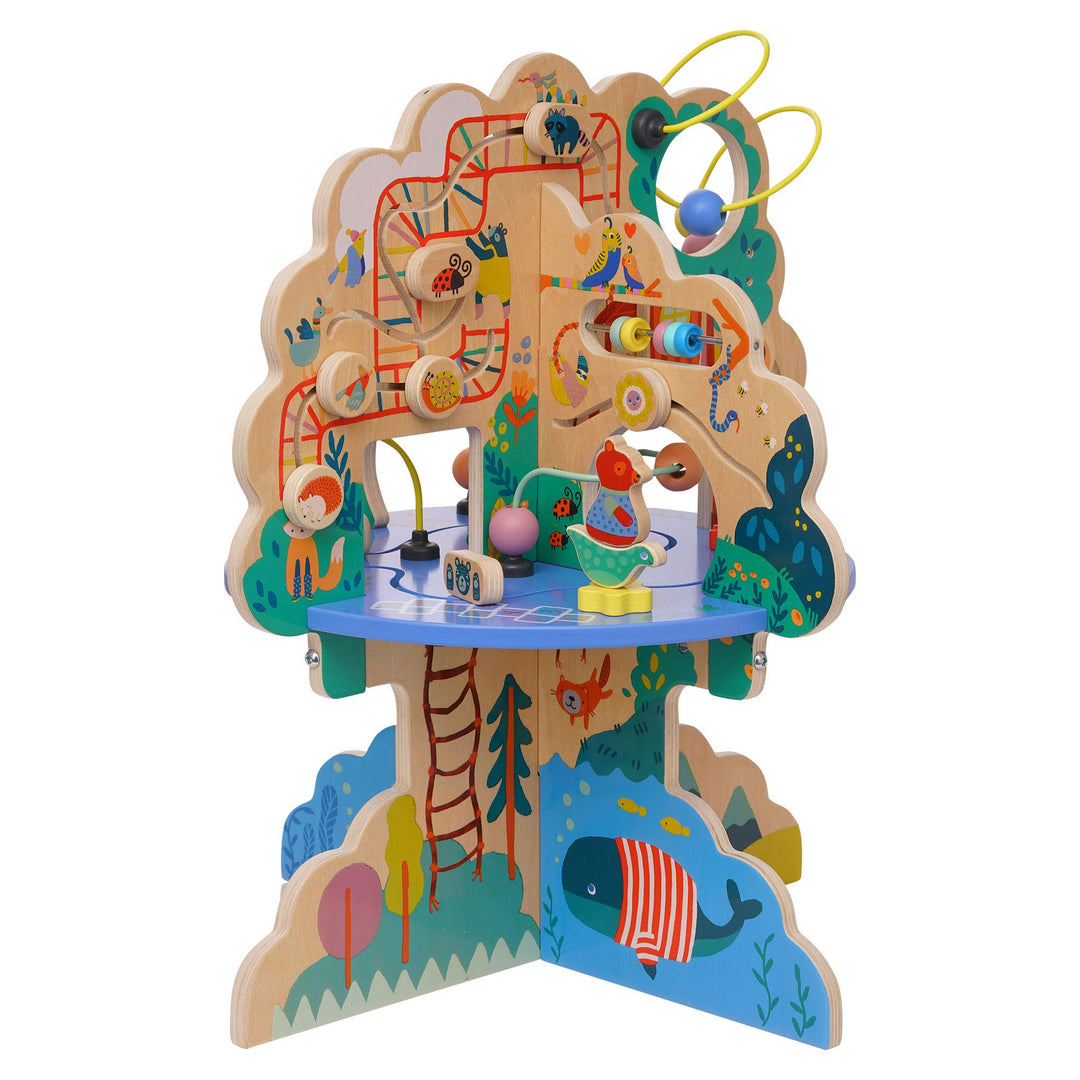 Manhattan Toy 160810 Playground Adventure Spielplatz-Abenteuer-Aktivitätszentrum aus Holz mit Segelf